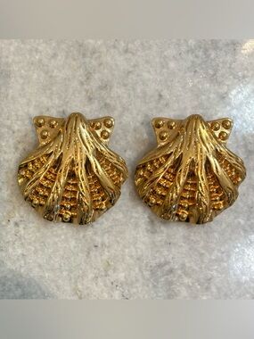 Versace Gold Statement Shell Earrings